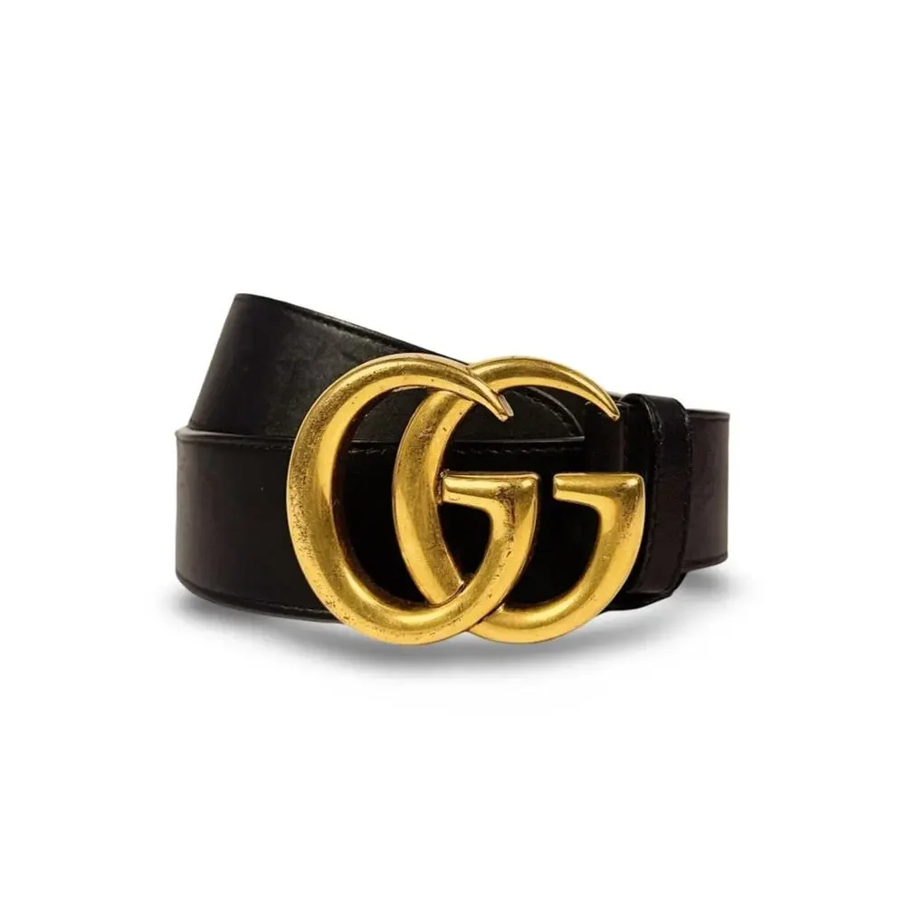 Gucci GG Marmont Smooth Leather Belt 75 30 Buy Gucci Black Smooth Leather GHW Interlocking GG Marmont  main image 4